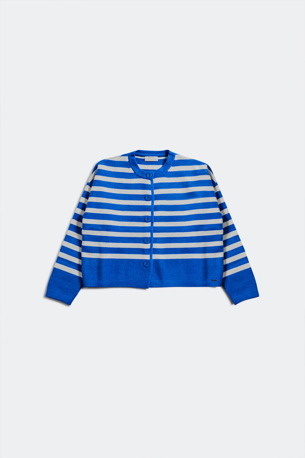 Lightweight Stripe Cardigan in Blue