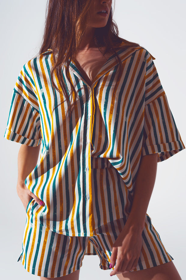 Relaxed Shirt in Green Stripe