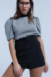 Black Short With Tie Detail