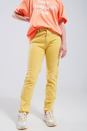 Stretch Cotton Skinny Jeans in Yellow