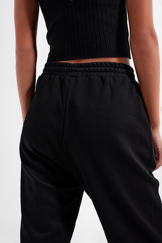 Adjustable Waistband Joggers in Black