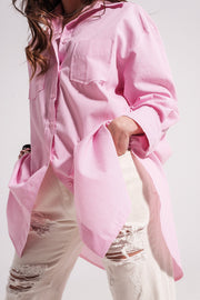 Cotton Oversized Shirt in Pink