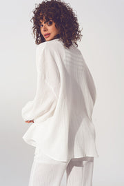 Textured Oversized Shirt in White