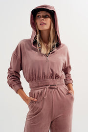 Zip Through Hoodie in Pink