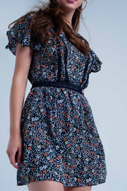 Navy Dress With Flower Print