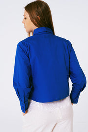 Shirt With Fringe Strass Collar in Blue