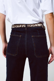 Straight Jeans With Pocket Detail in Dark Wash