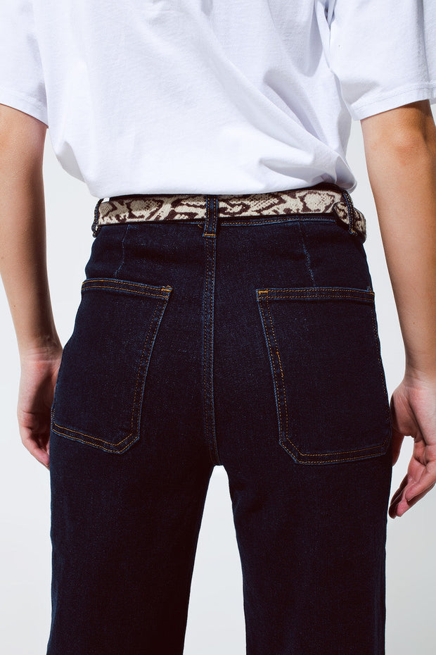 Straight Jeans With Pocket Detail in Dark Wash