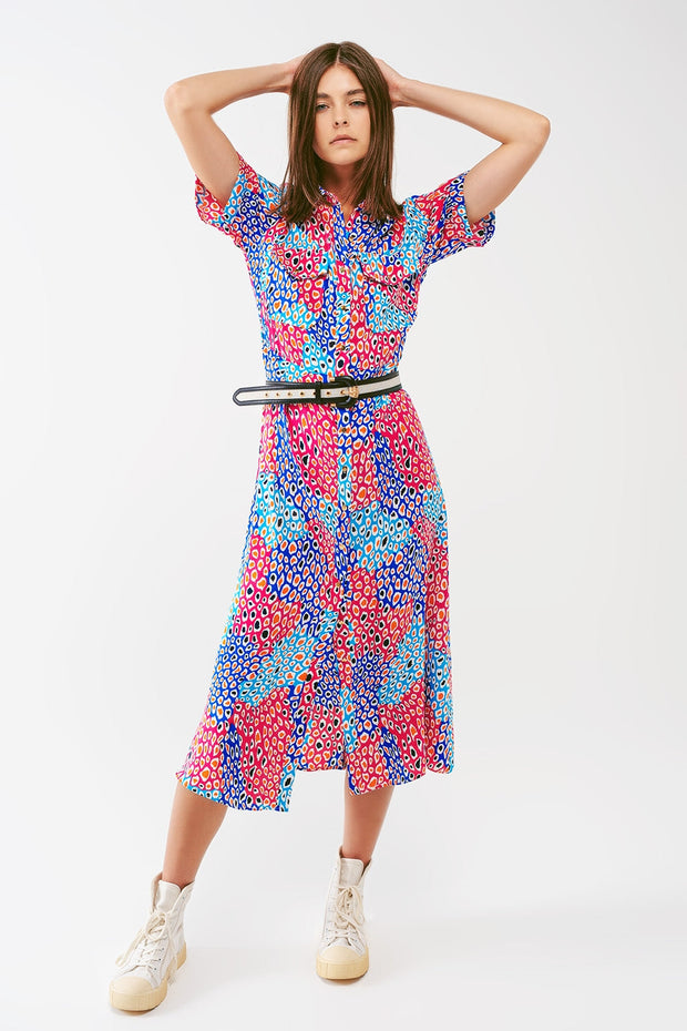 Midi Geo Printed Short Sleeve Dress