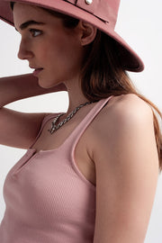 Rib Crop Top in Pink Blush