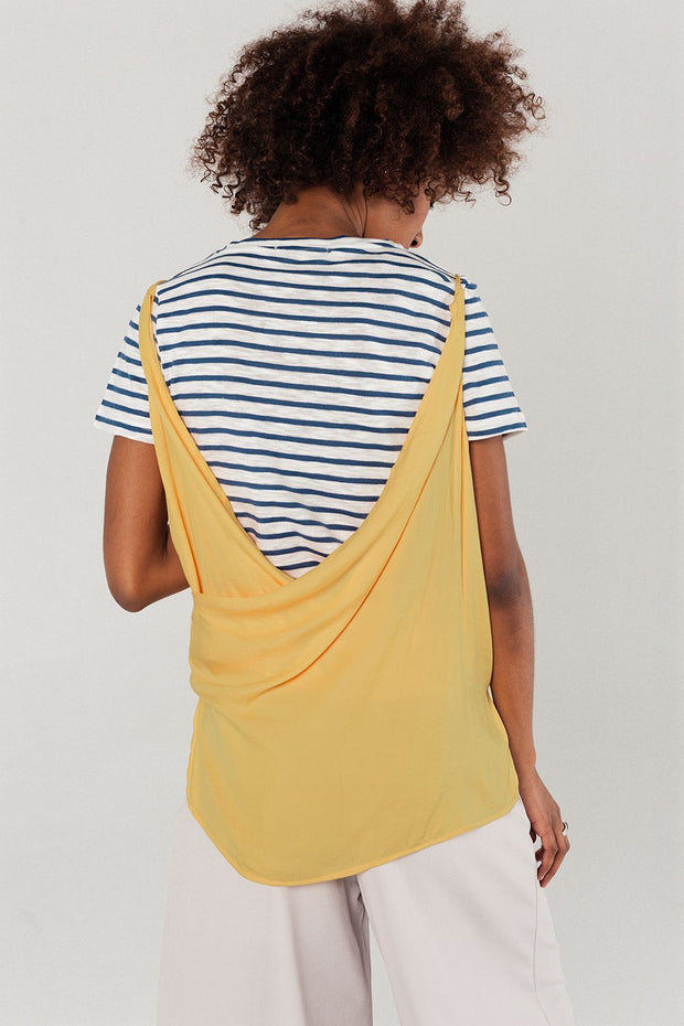 Mustard Top With Open Back Detail