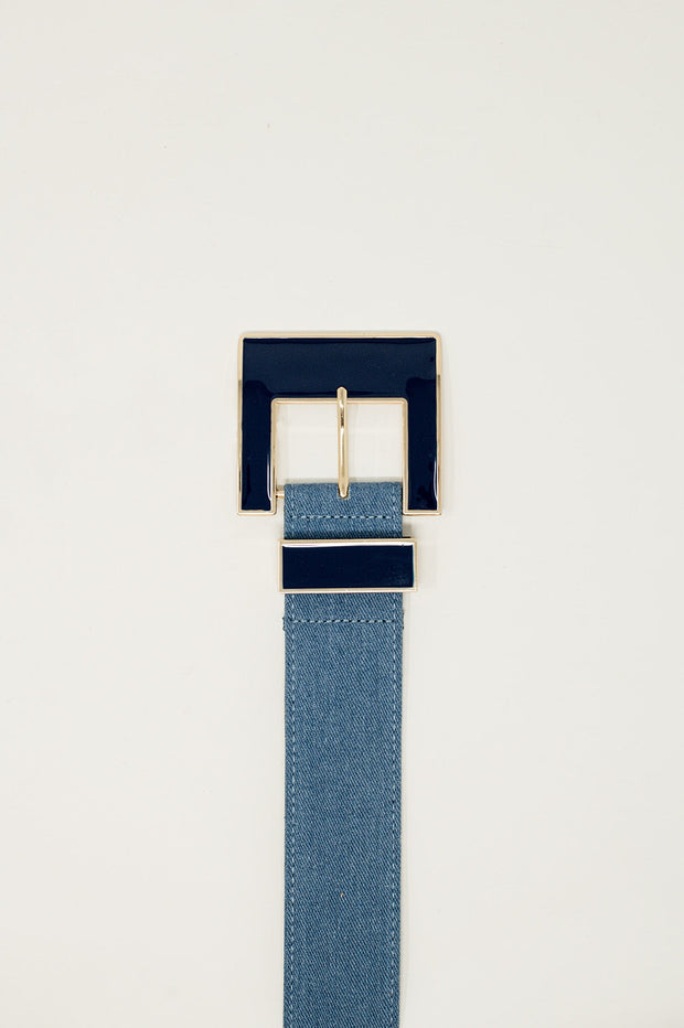 Square Buckle Belt Light Denim Color