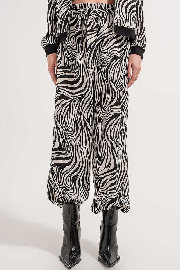 Wide Leg Trousers in Zebra Print