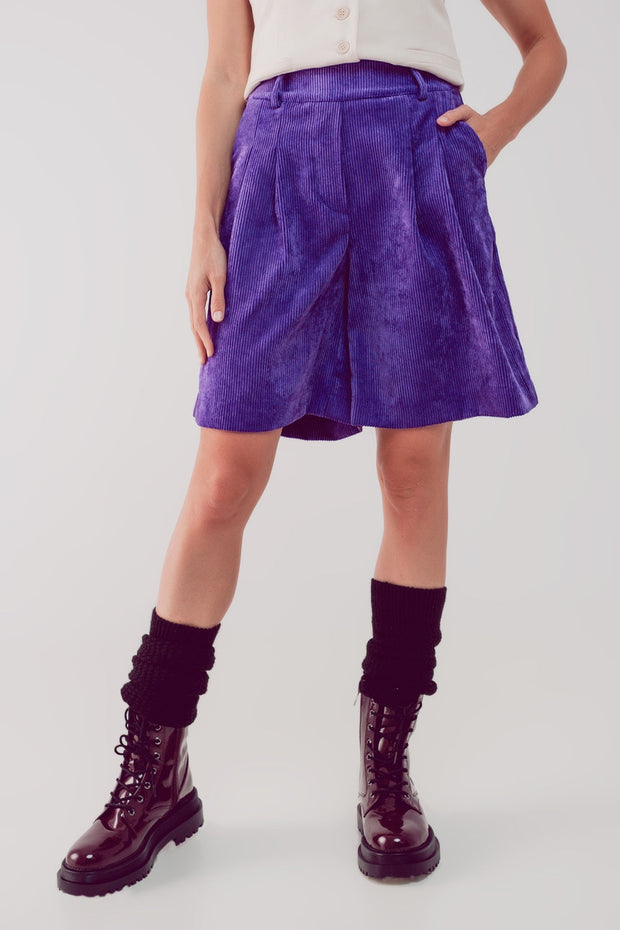 Longline Short in Purple Cord