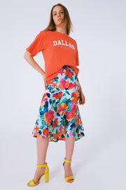 T Shirt With Dallas Texas Text in Orange