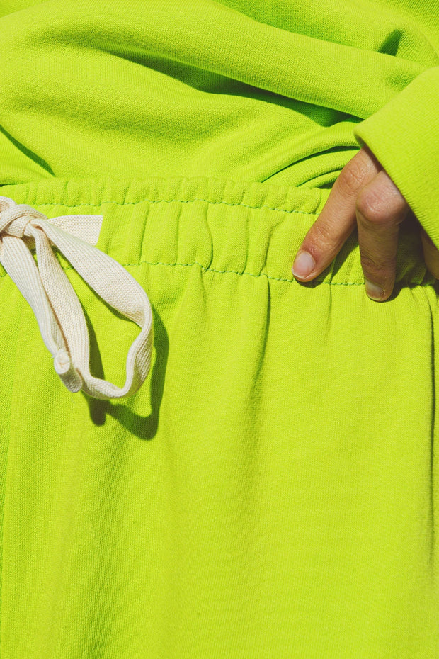 Oversized Jogger With Tie Waist in Lime