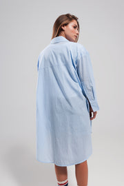 Cotton Oversized Shirt in Light Blue