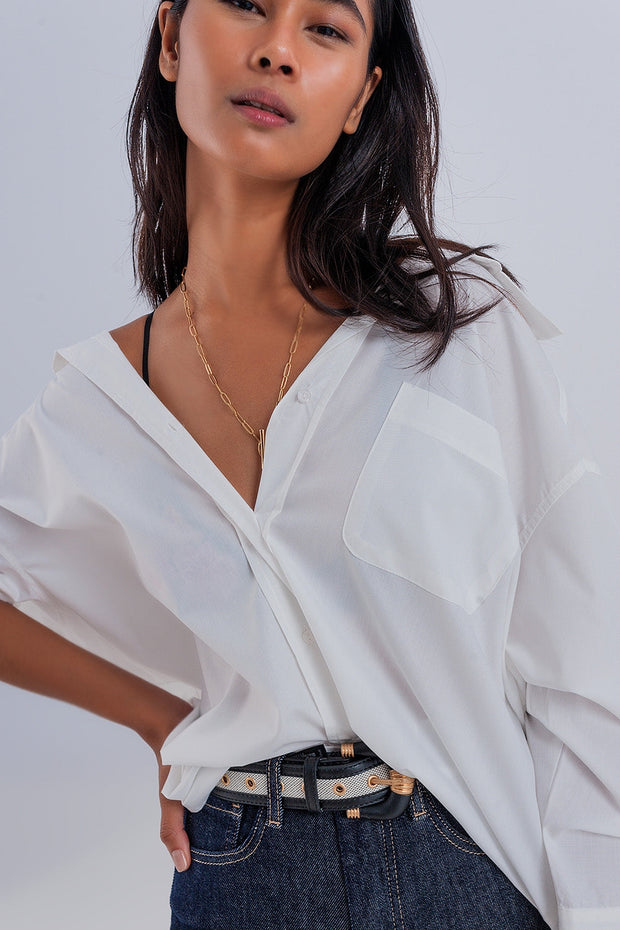 Relaxed Poplin Shirt in Cream