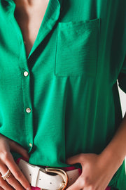 Pocket Detail Oversized Shirt in Green