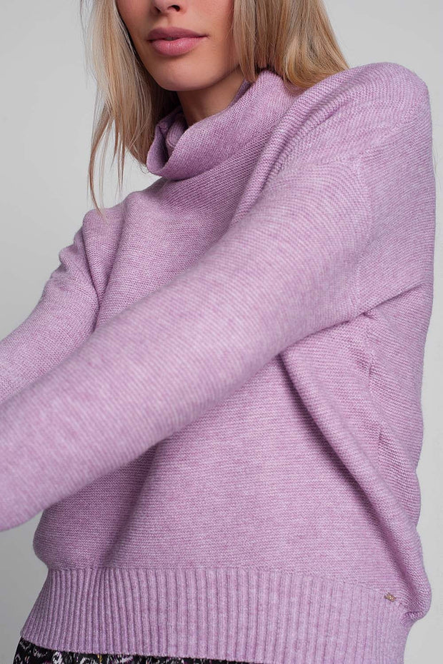 Oversized Jumper With Cowl Neck in Pink