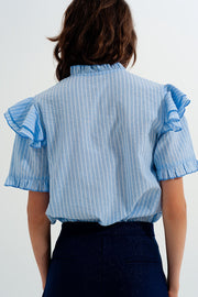 Shirt With Frill Detail in Blue