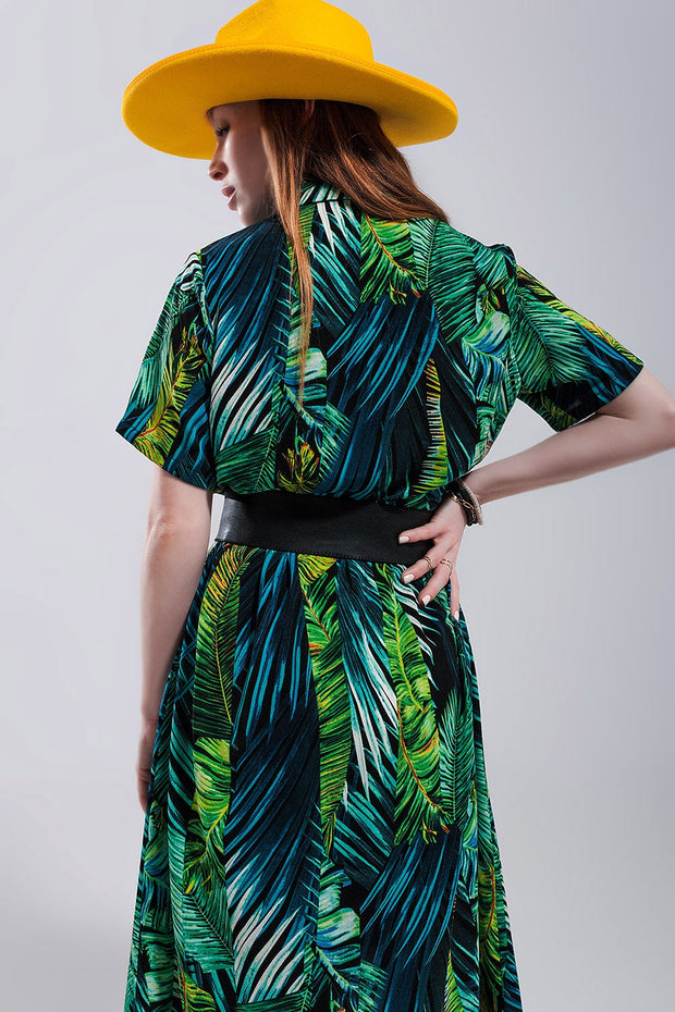 Maxi Shirt Dress in Tropical Print