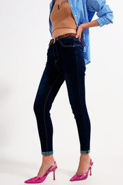 Skinny Fit Jeans Dark Blue Wash