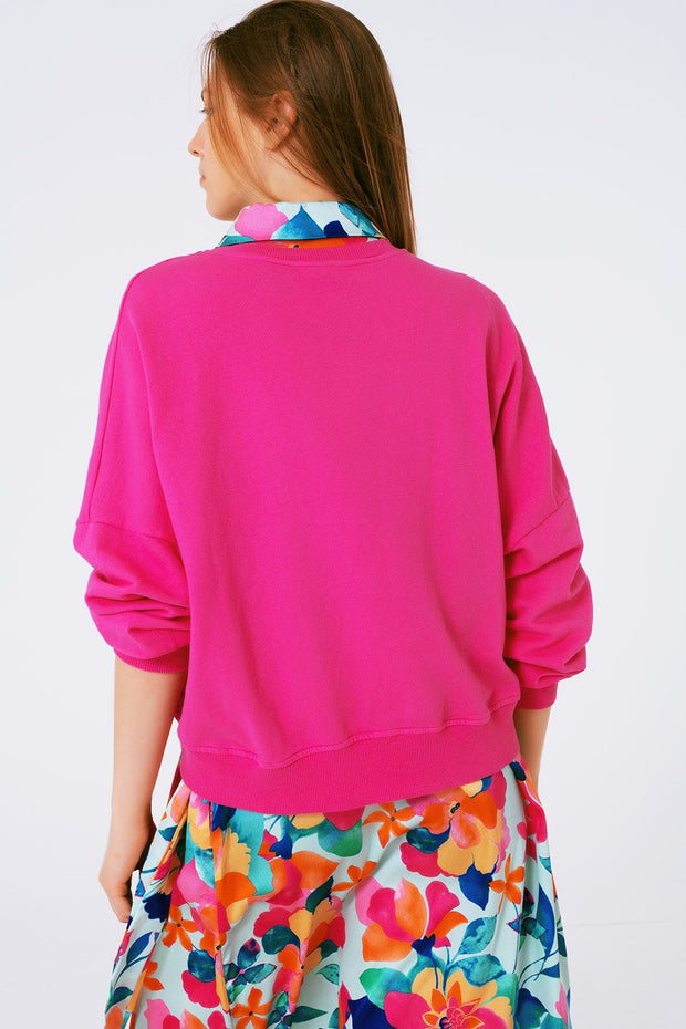 Basic Sweatshirt in Fucshia