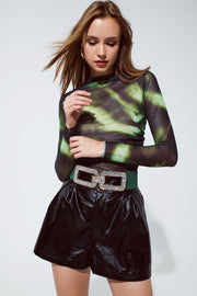 Tie-Die Top in Green and Black