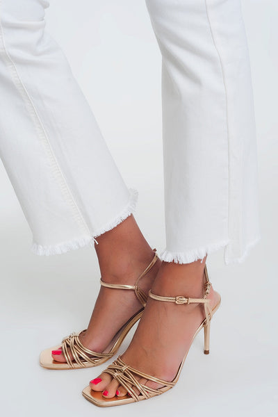 Straight Pants in Creme With Wide Ankles