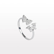 925 SOLID STERLING SILVER DOUBLE BUTTERFLY RING