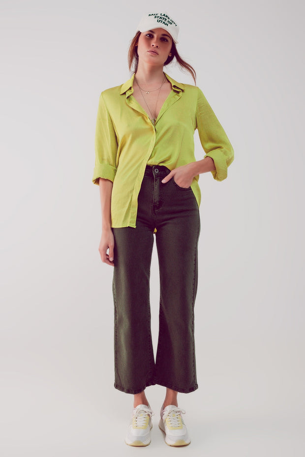 Satin Shirt in Lime