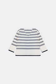 Sweater in White With Navy Stripe