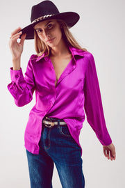 Satin Shirt in Fuchsia