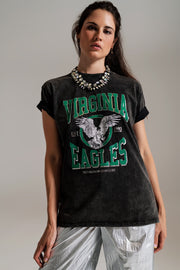 Black T-Shirt  With Virgina Eagels Text