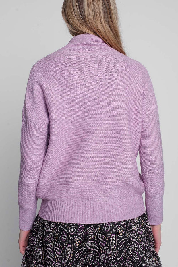 Oversized Jumper With Cowl Neck in Pink