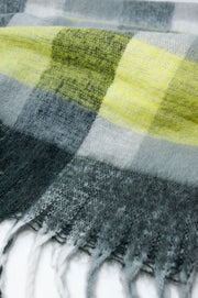 Brushed Fringed Scarf in Grey Check