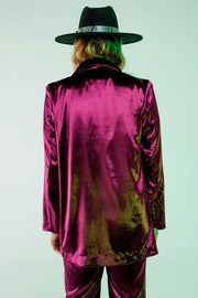 Purple Velvet Oversized Blazer