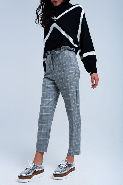 Gray Tartan Pattern Pants