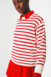 Round Neck Jumper in Red Stripe