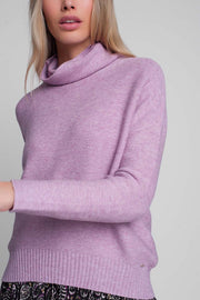 Oversized Jumper With Cowl Neck in Pink