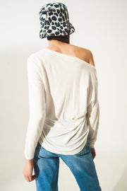 Long Sleeve T Shirt in Cream Modal