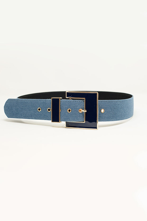 Square Buckle Belt Light Denim Color