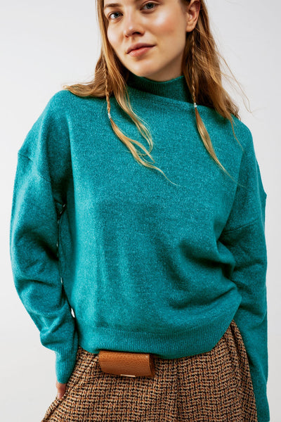 Super Soft High Neck Sweater in Light Green