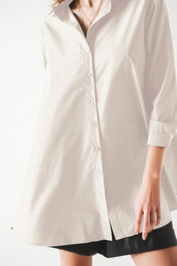 Oversized Poplin A-Line Shirt in White