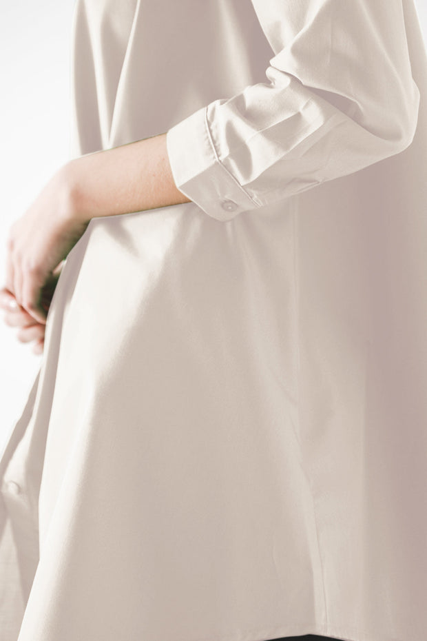 Oversized Poplin A-Line Shirt in White