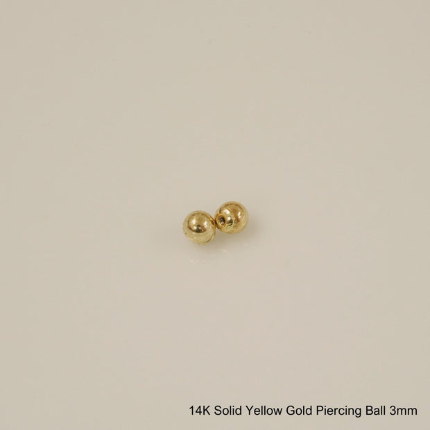 14K SOLID GOLD BEZEL PIERCING; 2.5mm, 3mm