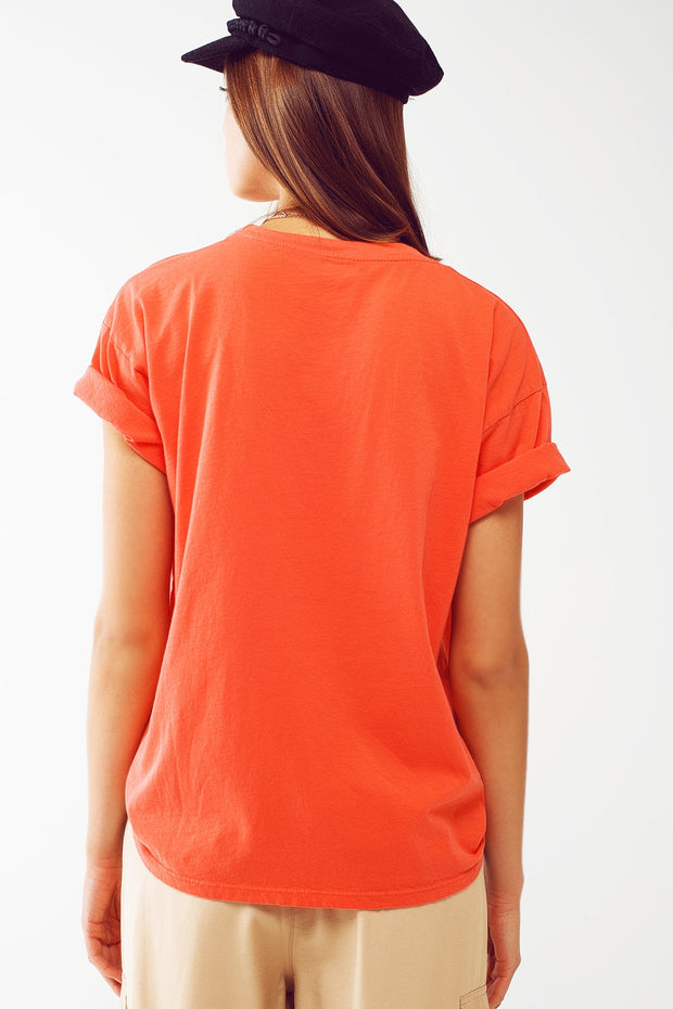 T-Shirt With Limited Graphic Print in Orange