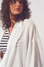 Textured Oversized Shirt in White