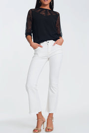 Straight Pants in Creme With Wide Ankles